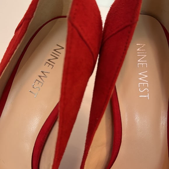 Nine West Red Suede Leather Platform Pumps - Picture 5 of 8